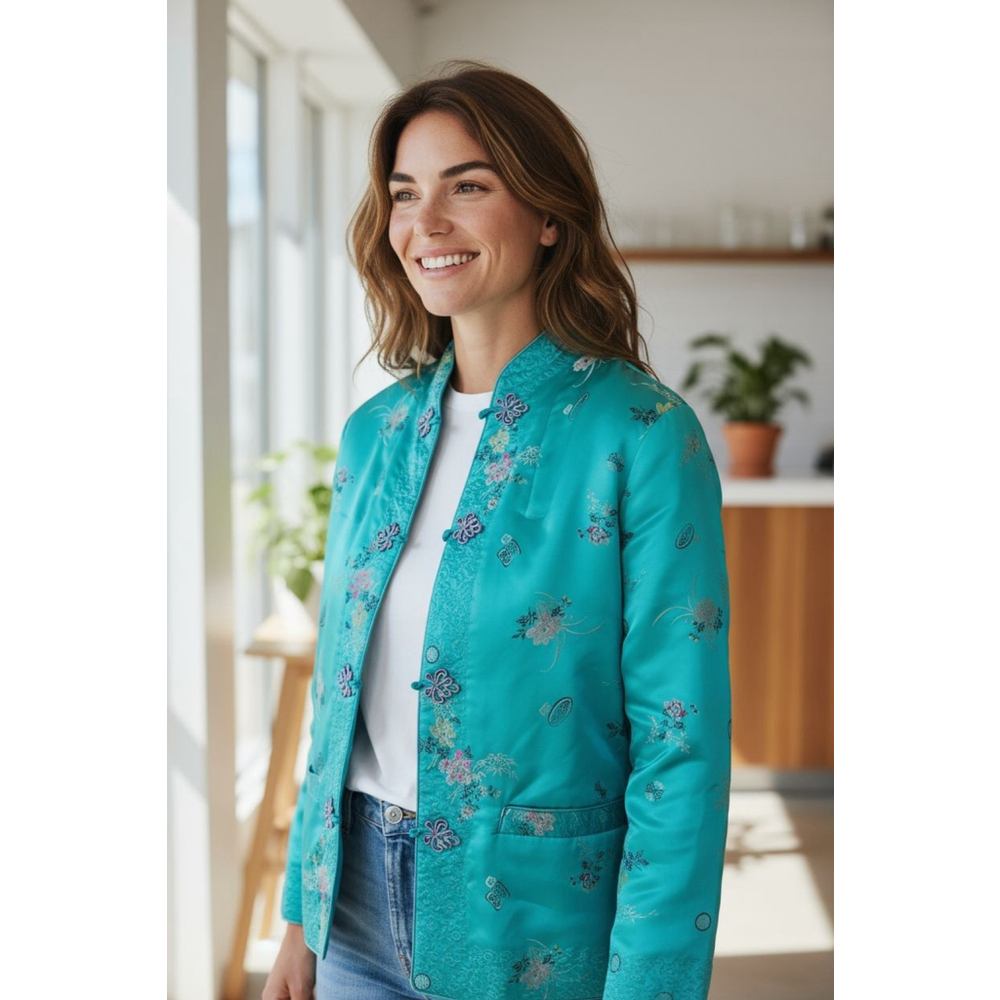 Unbranded Women's Floral Print Open Front Blazer Black Size M